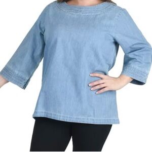 Martha Stewart Light Blue Denim Blouse in 2x
